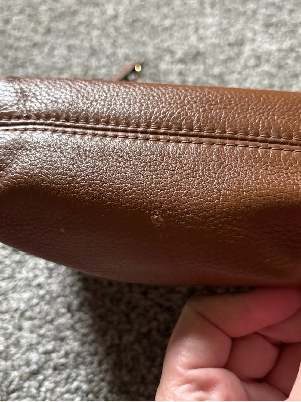 MICHAEL KORS Brown Pebbled Leather Gold Chain Handle Shoulder Bag